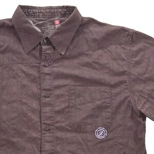 Element Skateboard Projects Textured Embroidered Shirt SS Skater Brown Mens XL